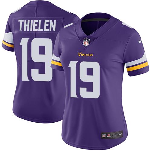Women 2019 Minnesota Vikings #19 Thielen purple Nike Vapor Untouchable Limited NFL Jersey